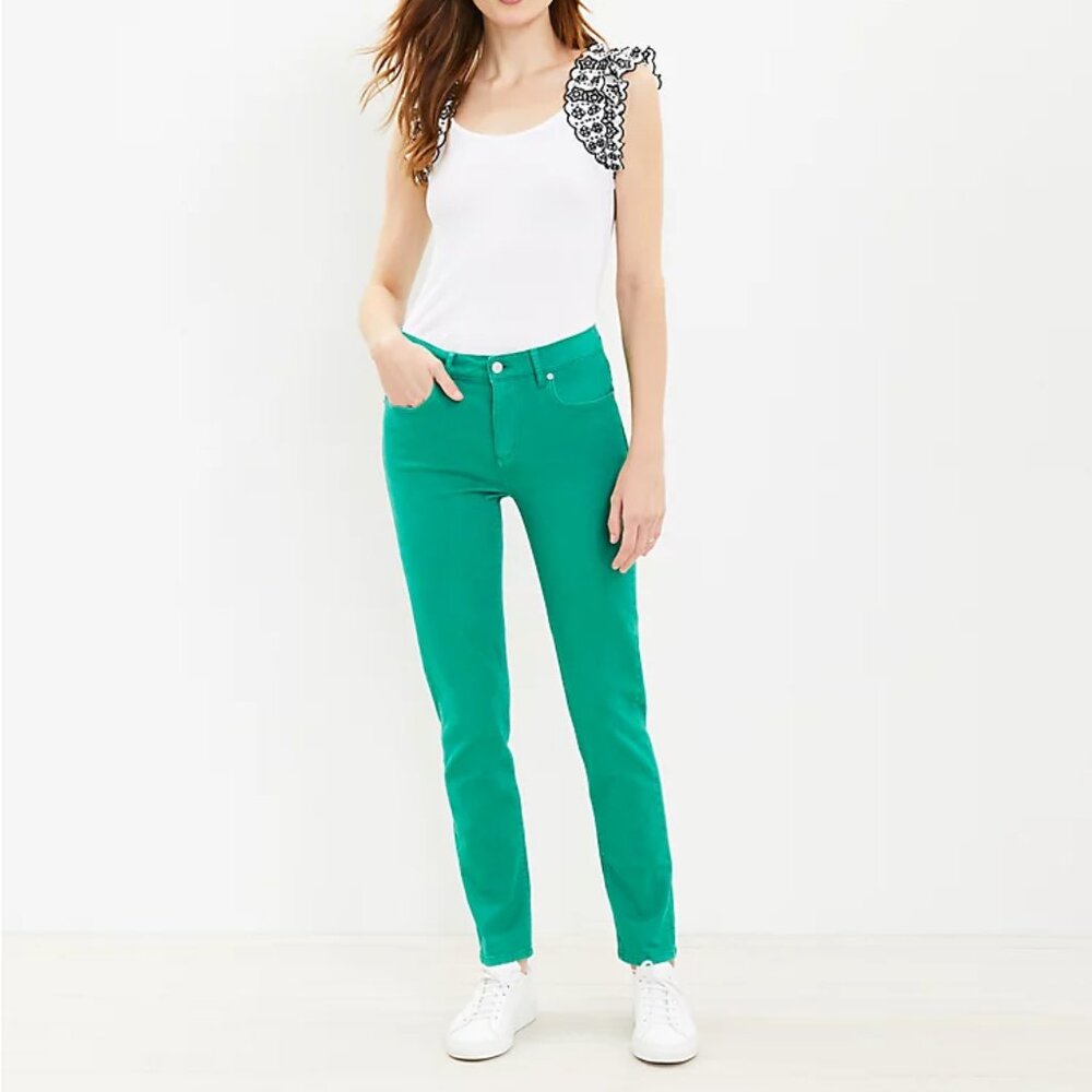 NWT LOFT Girlfriend Jeans in Cove Green